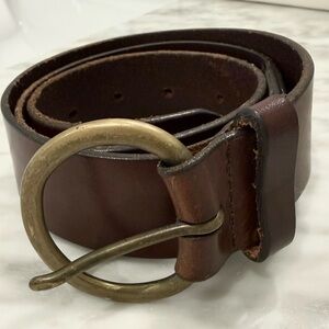 Vintage Gap Genuine Full Grain Leather Classic Brown Belt Brass Buckle Small